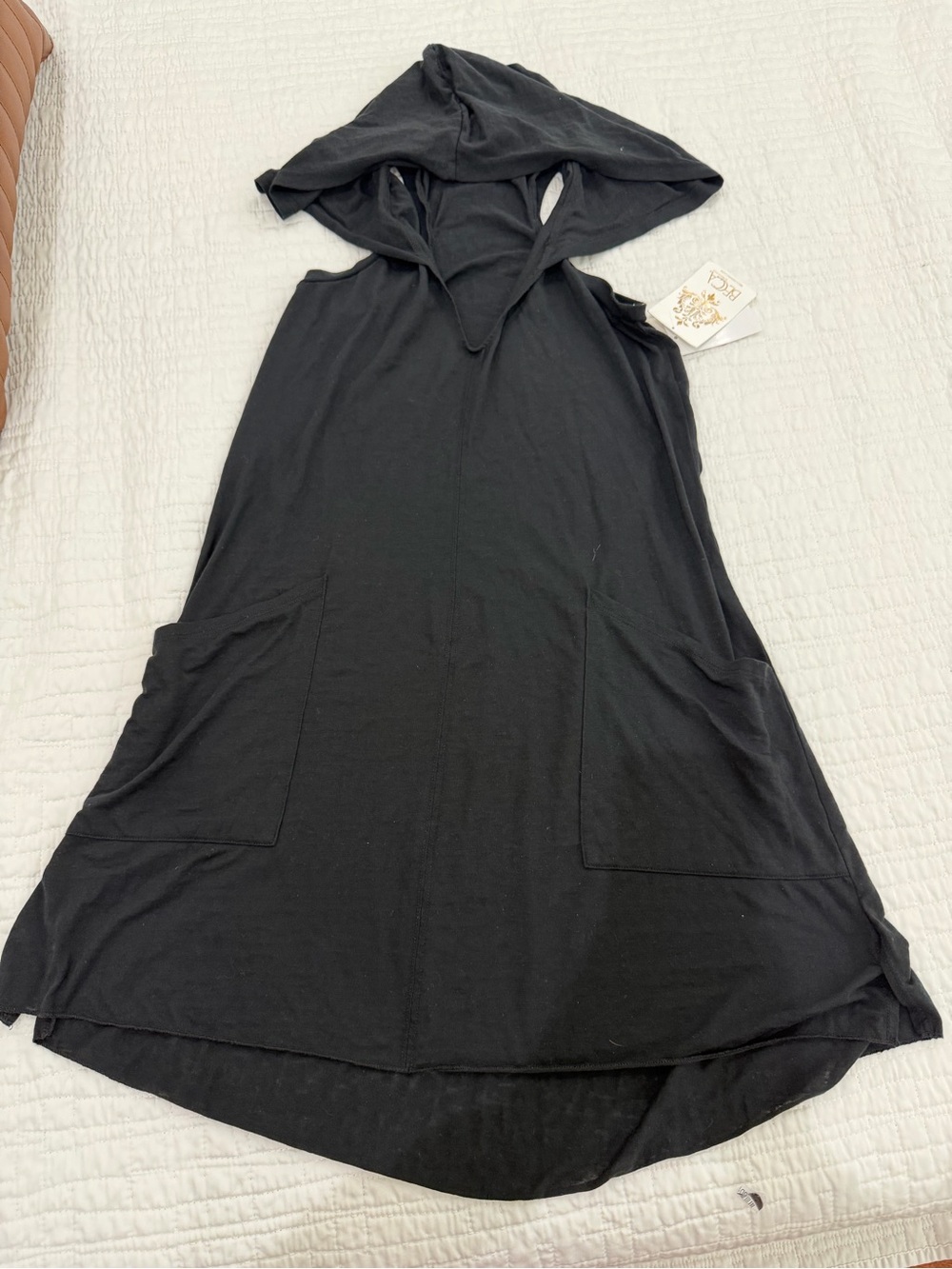 Becca Swimwear Black Hooded Sleeveless Dress with Pockets